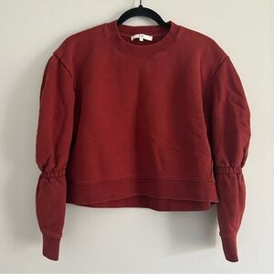 Tibi Cinched Sleeves Cropped Crewneck Sweatshirt